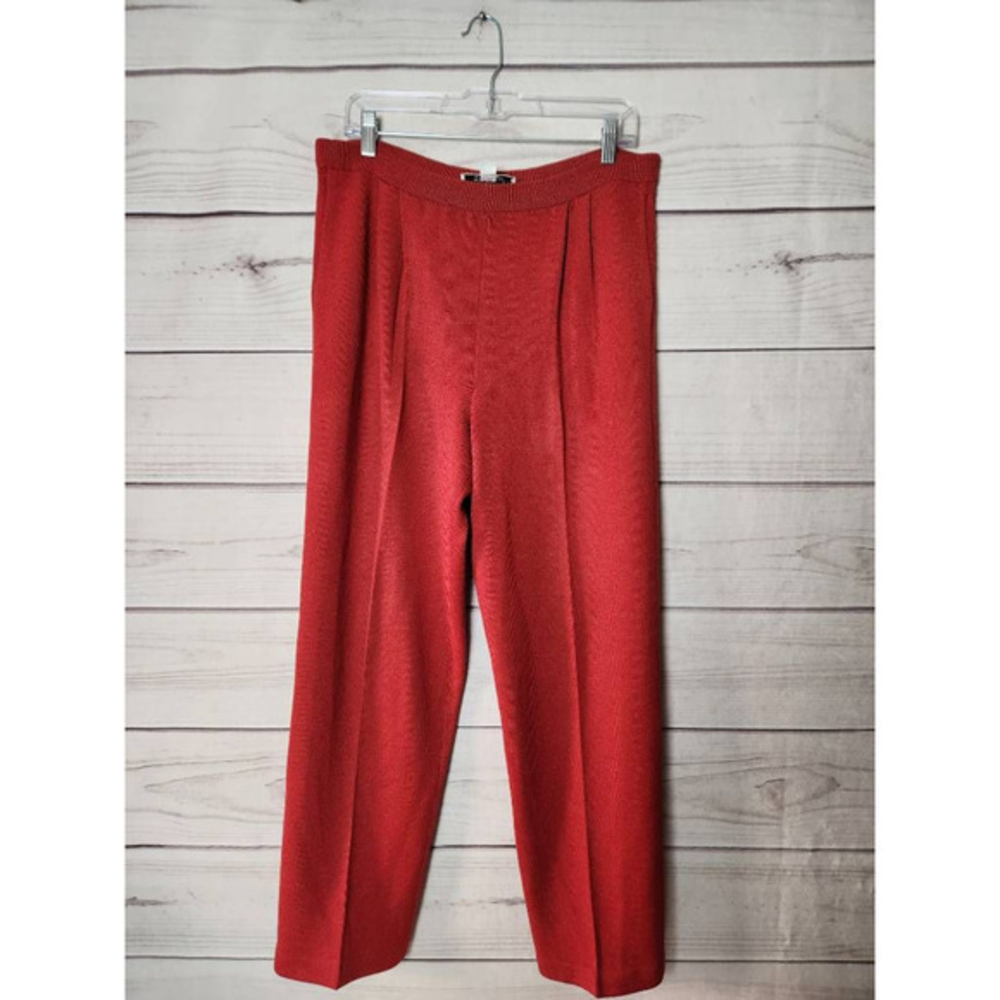 St. John By Marie Gray Womens Dress Career Pants Red Elastic Waist‎ Knit USA 8